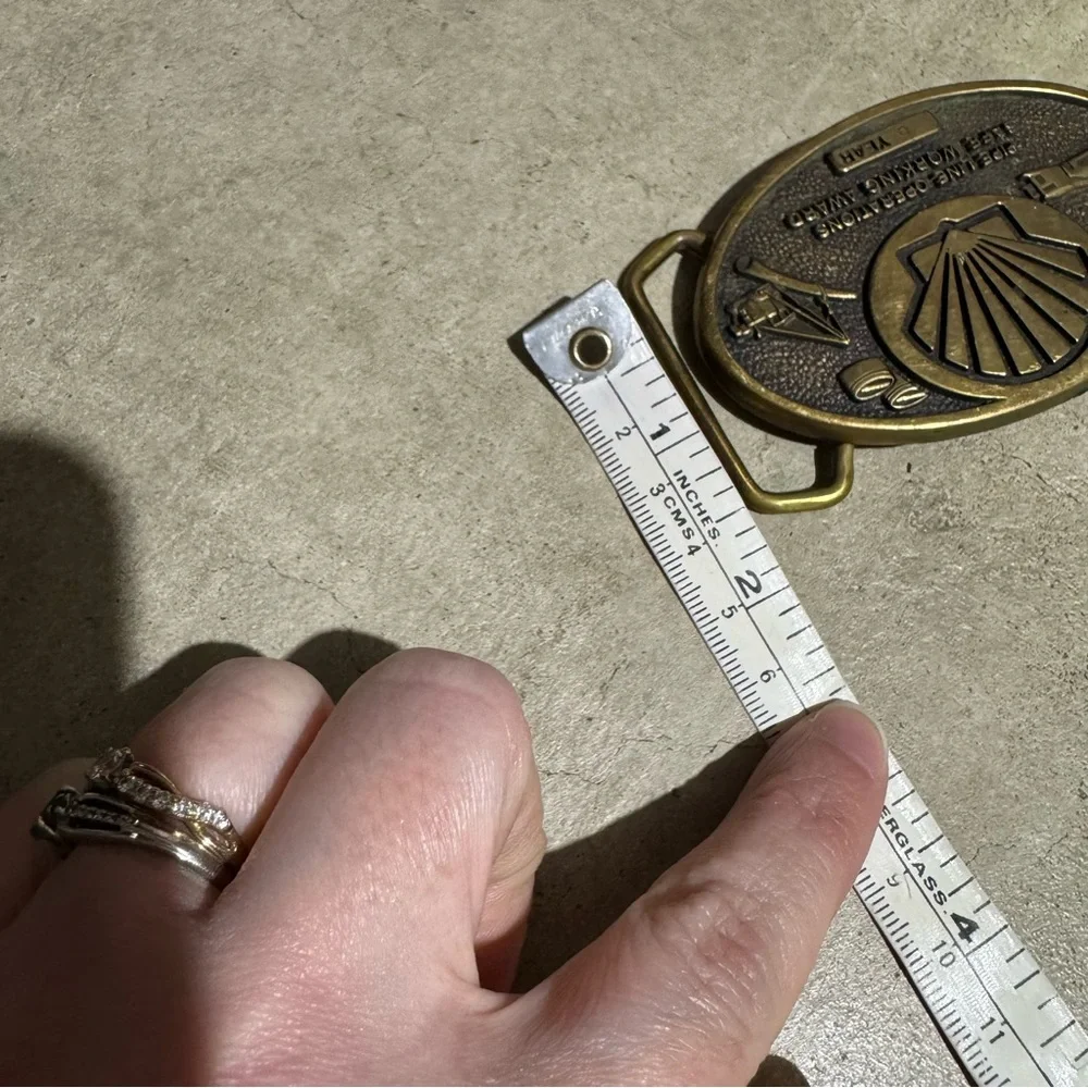 Shell Pipeline Safety‎ Belt Buckle Solid Brass Vintage Metal Western Festival